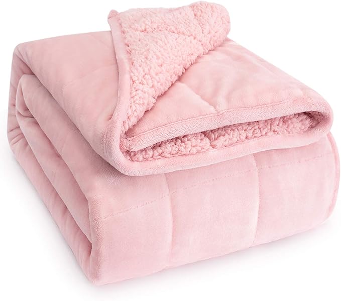 SHERPA FLEECE WEIGHTED BLANKET - Many colors available - 60'' x 80'' PINK 15 lbs - 